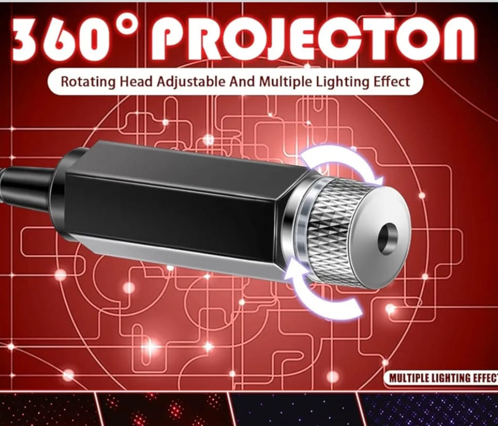 360 Degree Pattern Changing USB Star Projector Led Light for Cars, Bedroom